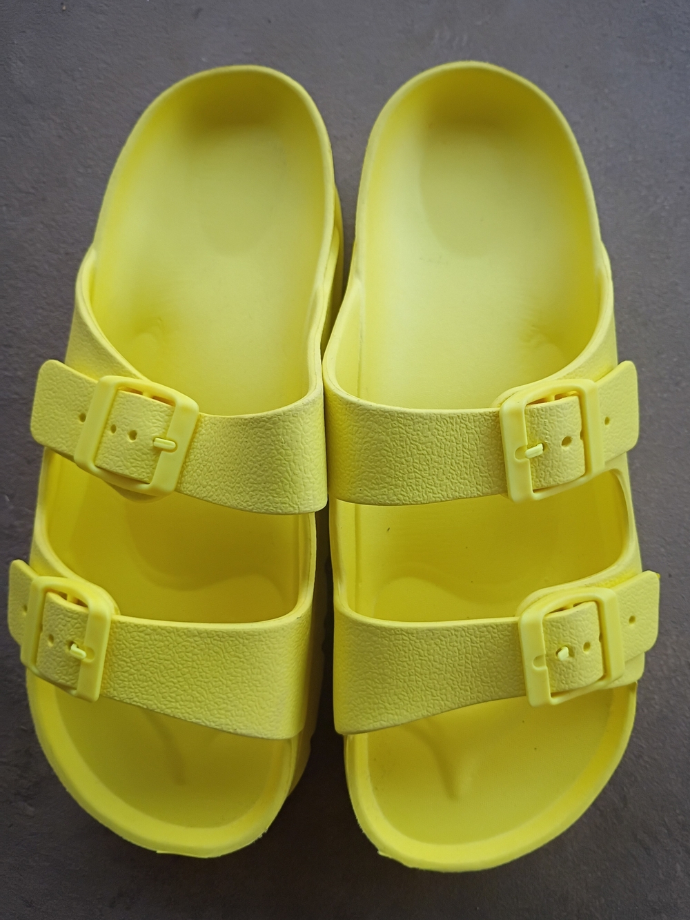 Women’s Yellow Double-Buckle Slide Sandals